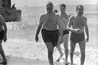 fraga1 Fraga is different: the minister tries the Mediterranean water in 1966.