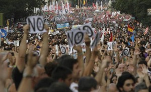 Protests against Spanish government economic policy in Madrid.