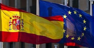 The Spanish and EU flags.