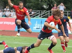 Spain's rugby team in a action.